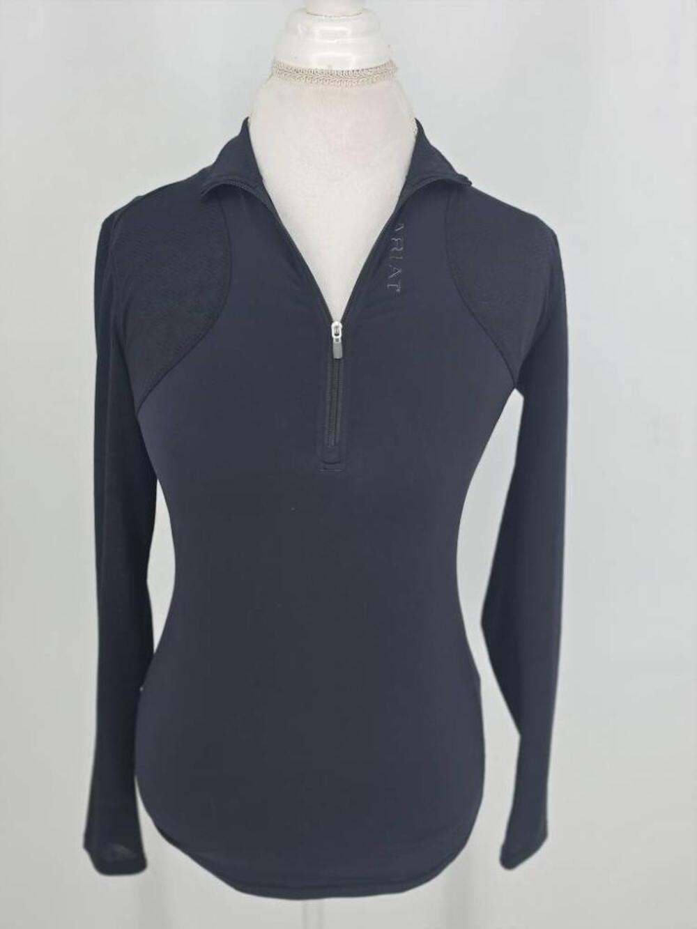 Ariat Womens XS AriatTEK Black 1/4 Zip Long Sleeve Equestrian Base Layer Top